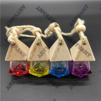 8ml Car Glass Bottle  Colored Hanging Diffuser Perfume Bottle With Wooden Cap