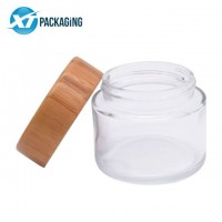 30ml 60ml cosmetic jars with bamboo lid empty glass jars wooded cap for skin care cream packaging